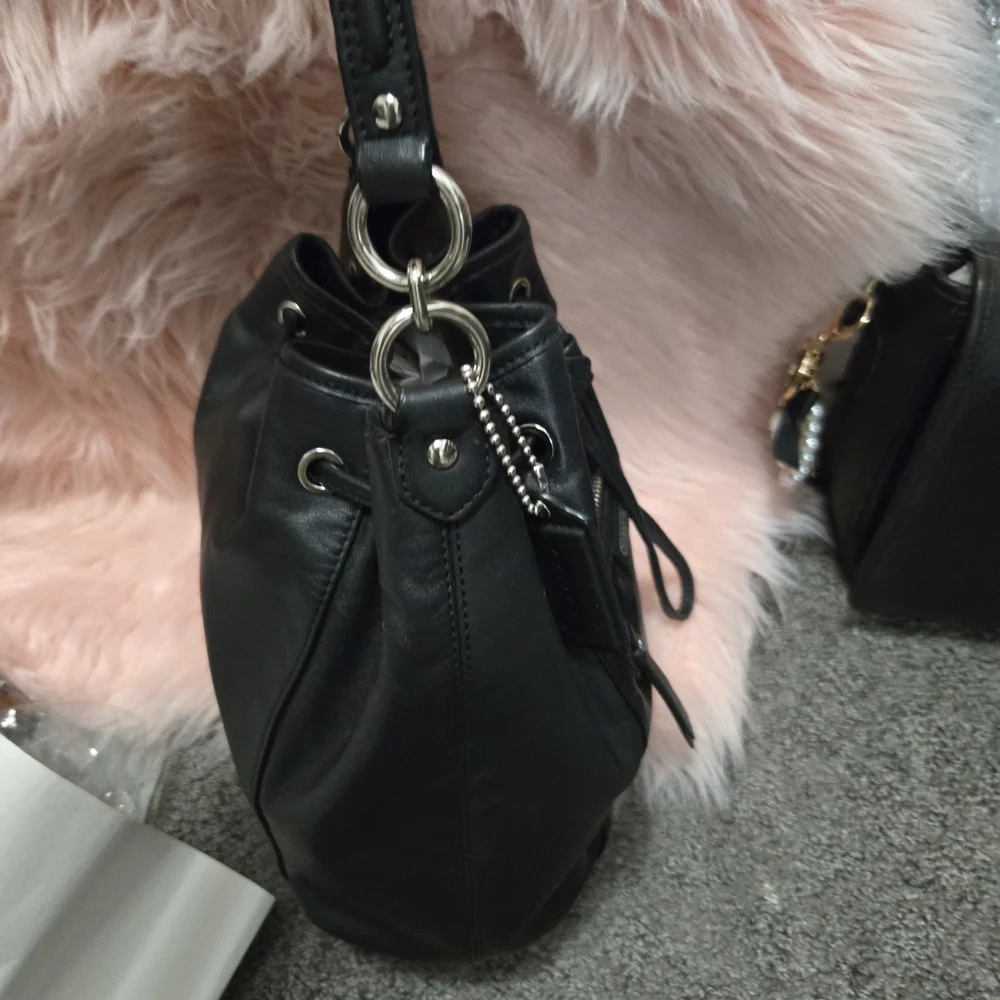 Coach Black Leather Drawstring Shoulder Bag - Picture 2 of 8